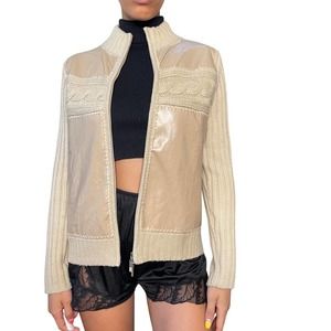 Vintage 90s beige knit cardigan (XS-M)